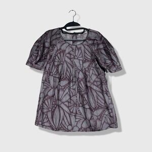 Rebecca Taylor Silk Blouse Womens 2 Purple Butterfly Print Art Deco Boho Chic